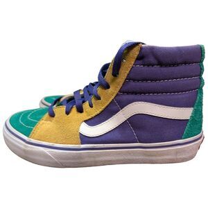 Vans Sk8-Hi Sneakers Mens Sz 5, Womens 6.5 Suede Canvas Purple Green Yellow